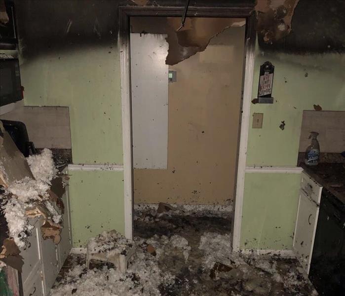 Fire damaged room