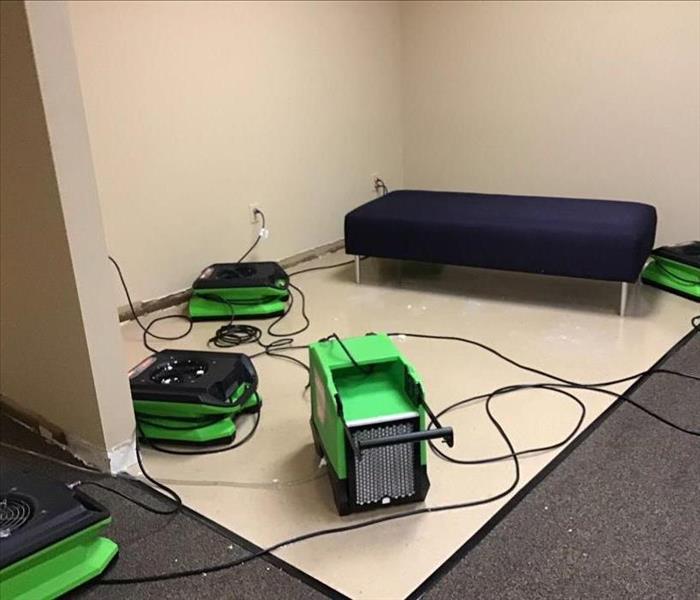advanced SERVPRO equipment drying out flooded room
