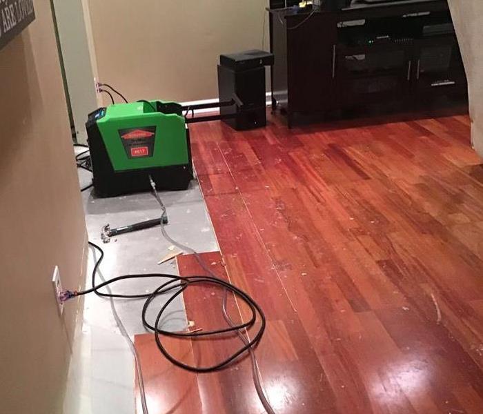 SERVPRO equipment placed in basement after flooding caused water damage